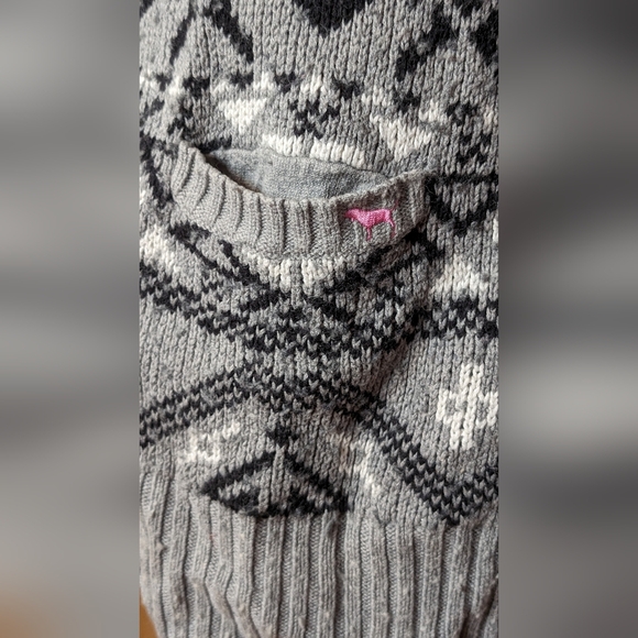 Victoria Secret PINK Fair Isle Geometric Cardigan Sweater Medium GUC - Picture 5 of 10